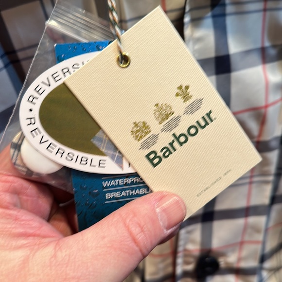 NWT Barbour Reversible Derby Navy Summer Rain Coat. US Size 10-12 - Picture 3 of 4